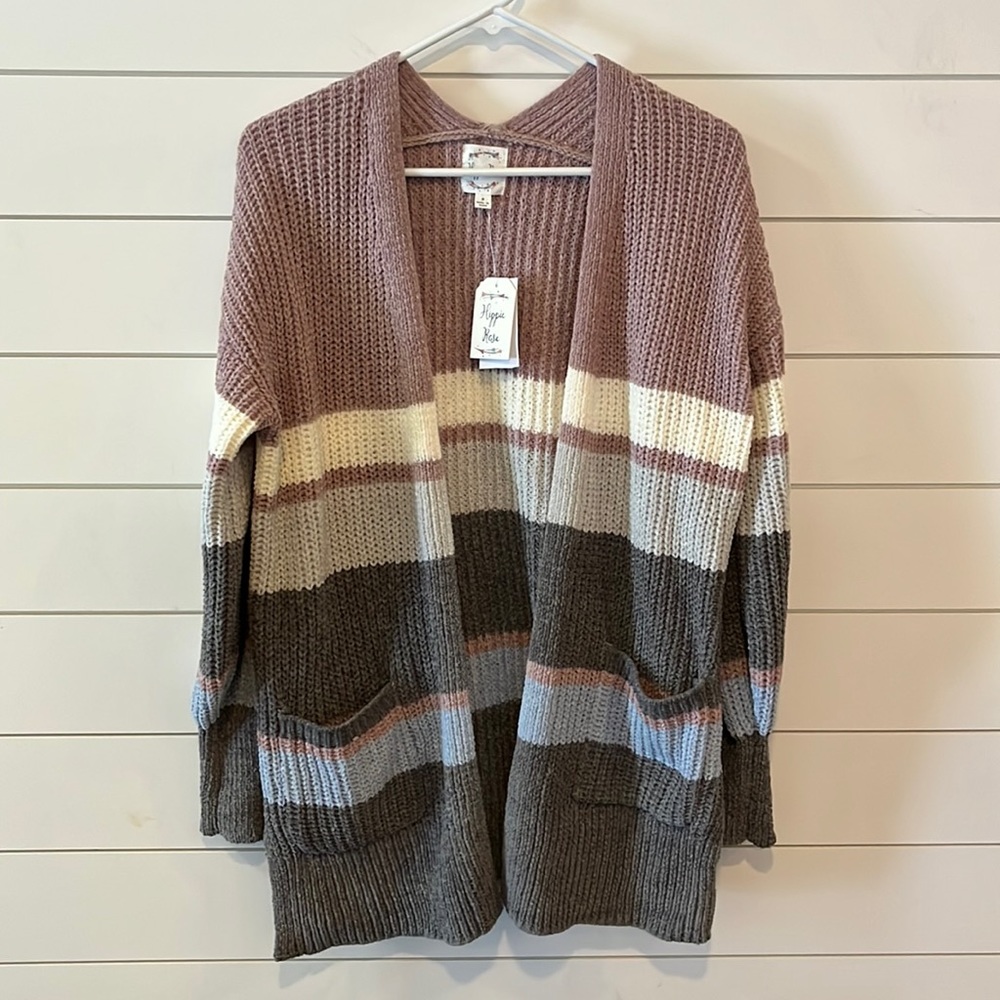 Hippie Rose Chenille Colorblocked Cardigan